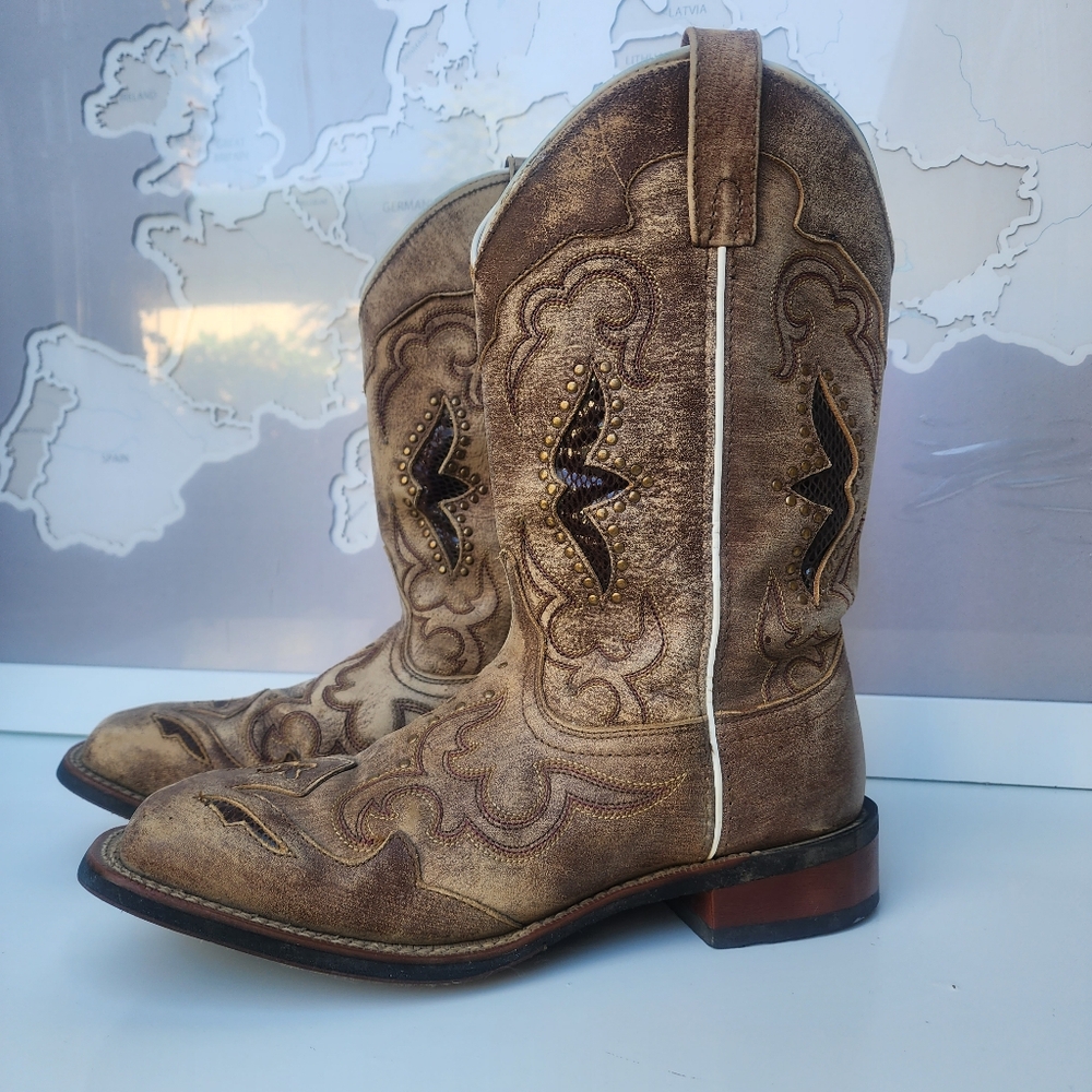 Laredo Spellbound Western Boots Goat Sanded Real Leather Size 9.5 - Picture 11 of 16